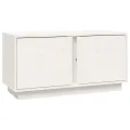 Meuble TV Blanc 80x35x40,5 cm Bois de pin massif