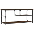 Meuble TV chêne marron 103x38x46,5cm bois d'ingénierie et acier