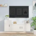 Ensemble de meubles TV 2 pcs blanc brillant bois d'ingénierie