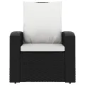 Fauteuil inclinable de jardin avec coussins noir résine tressée