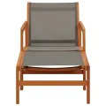 Chaise de jardin et repose-pied Gris Eucalyptus et textilène