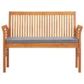 Banc de jardin 2 places avec coussin 120cm Bois d'acacia massif
