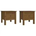 Tables d'appoint 2pcs Marron miel 40x40x39cm Bois massif de pin