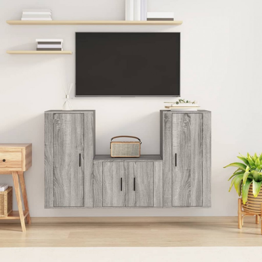 Ensemble de meubles TV 3 pcs Sonoma gris Bois d'ingénierie