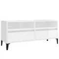 Meuble TV blanc brillant 100x34,5x44,5 cm bois d'ingénierie