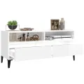 Meuble TV blanc brillant 100x34,5x44,5 cm bois d'ingénierie