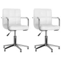 Chaises pivotantes à manger lot de 2 blanc similicuir