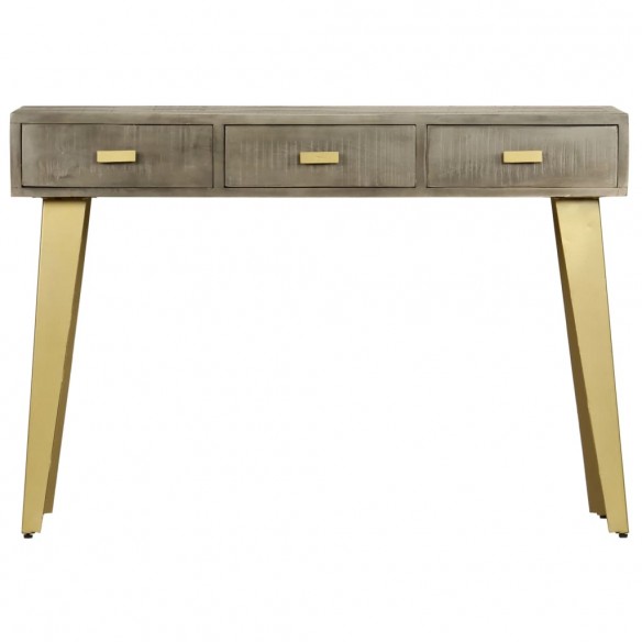 Table console Bois de manguier Gris avec laiton 110x35x76 cm