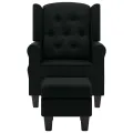 Fauteuil de massage avec repose-pied Noir Tissu