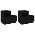 Tables de chevet 2 pcs Noir 60x34x51 cm Bois de pin solide