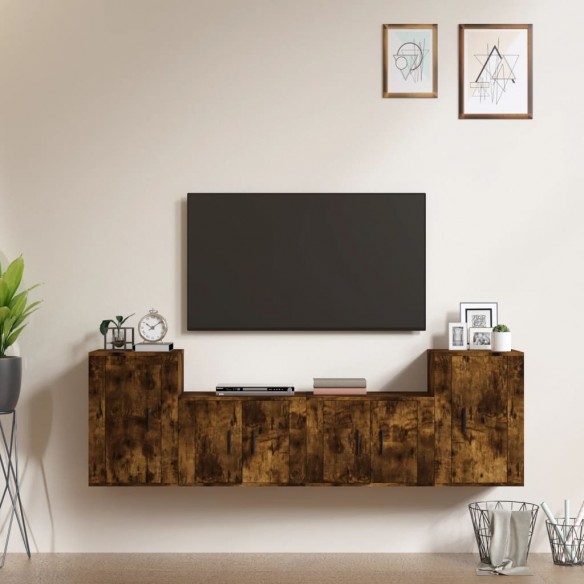 Ensemble de meubles TV 4 pcs Chêne fumé Bois d'ingénierie