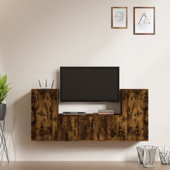 Ensemble de meubles TV 3 pcs Chêne fumé Bois d'ingénierie