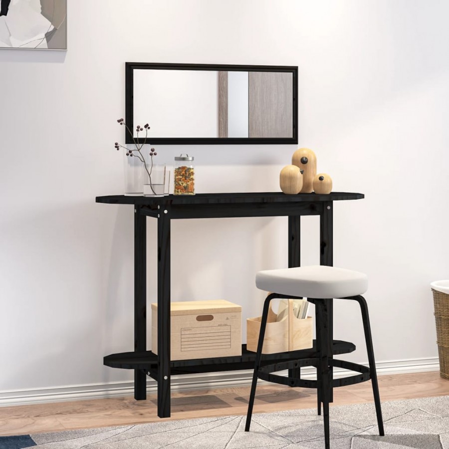 Table console Noir 110x40x80 cm Bois massif de pin