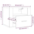 Tables de chevet murales 2 pcs Gris béton 50x36x40 cm