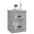 Table de chevet murale gris béton 41,5x36x53 cm