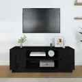 Meuble TV Noir 110x35x40,5 cm Bois de pin massif
