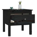 Tables d'appoint 2 pcs Noir 50x50x49 cm Bois massif de pin