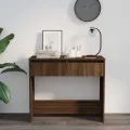 Table console Chêne marron 89x41x76,5 cm Acier