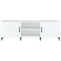 Meuble TV blanc brillant 150x30x50 cm bois d'ingénierie