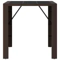 Table de bar et dessus en verre marron 105x80x110 cm poly rotin