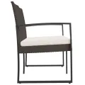 Banc de jardin à 2 places avec coussins marron PP rotin