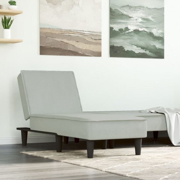 Chaise longue gris clair velours