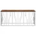 Table basse acier inoxydable et bois massif de récupération