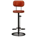 Tabourets de bar lot de 2 noir/marron cuir de chèvre véritable