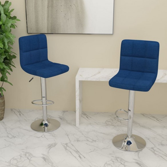 Tabourets de bar lot de 2 bleu tissu