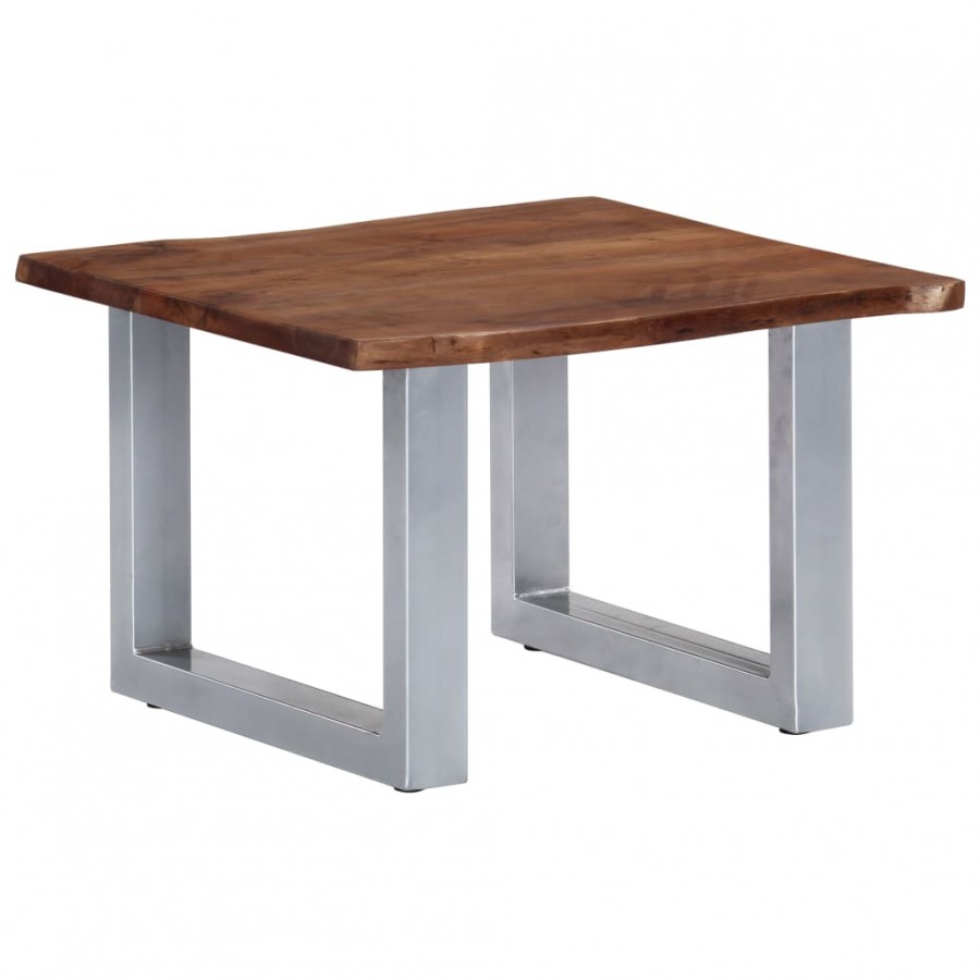 Table basse avec bord naturel 60x60x40 cm Bois d'acacia massif