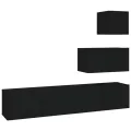 Ensemble de meubles TV 4 pcs Noir Bois d'ingénierie