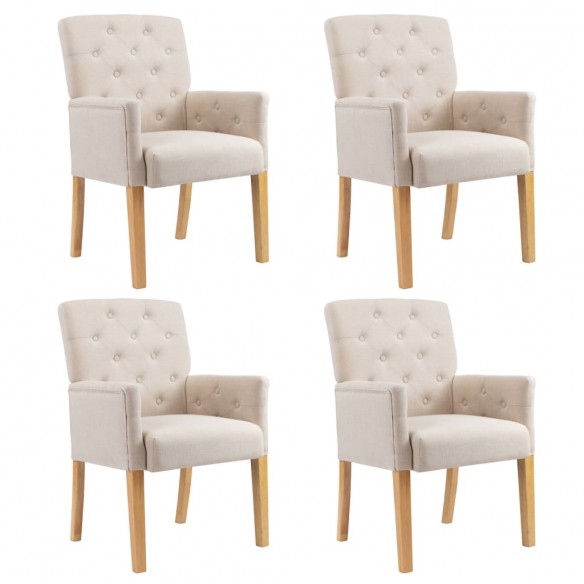 Chaises à manger avec accoudoirs lot de 4 beige tissu