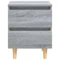 Tables de chevet pieds en bois 2 pcs Sonoma gris 40x35x50 cm