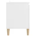 Meuble TV avec pieds en bois massif Blanc 103,5x35x50 cm
