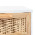 Table console Blanc 80x30x75 cm Bois massif pin /rotin naturel