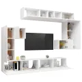 Ensemble de meuble TV 8 pcs Blanc Aggloméré