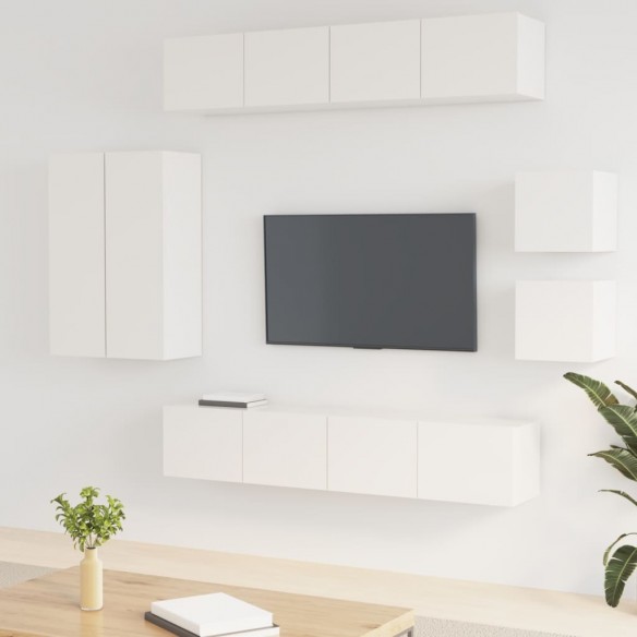 Ensemble de meubles TV 8 pcs Blanc brillant Bois d'ingénierie