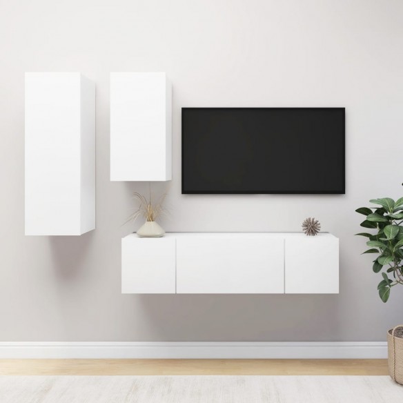 Ensemble de meuble TV 4 pcs Blanc Aggloméré