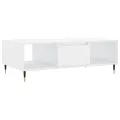 Table basse blanc brillant 104x60x35 cm bois d'ingénierie
