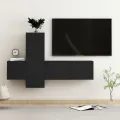 Ensemble de meubles TV 3 pcs Noir Aggloméré