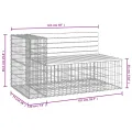 Banc de jardin design gabion 122x71x65,5 cm bois massif de pin