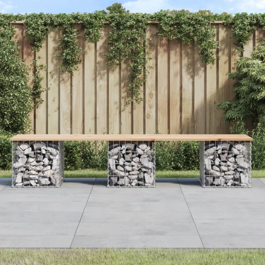 Banc de jardin design de gabion 203x44x42 cm bois massif de pin