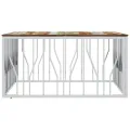 Table basse argenté acier inoxydable/bois massif récupération