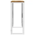 Table console argenté acier inoxydable et bois massif d'acacia