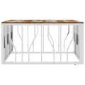 Table basse argenté acier inoxydable/bois massif récupération