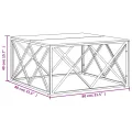 Table basse doré acier inoxydable et bois massif récupération