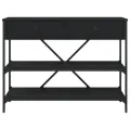 Table console avec tiroirs et étagères noir bois d'ingénierie