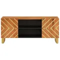 Meuble TV marron et noir 105x33,5x46 cm bois massif manguier
