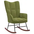 Chaise à bascule avec repose-pied Vert clair Velours