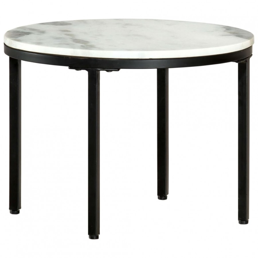 Table basse Blanc et noir Ø50 cm Marbre solide véritable